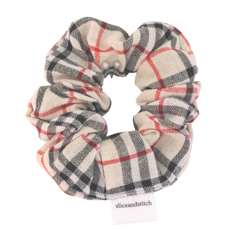 Biege Tartan Scrunchie