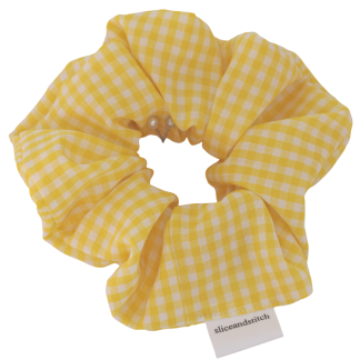 Yellow Gingham Scrunchie