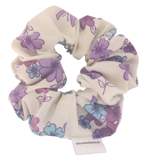 Purple Flower Scrunchie