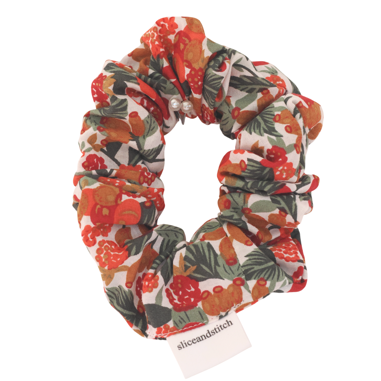 Red Flower Scrunchie