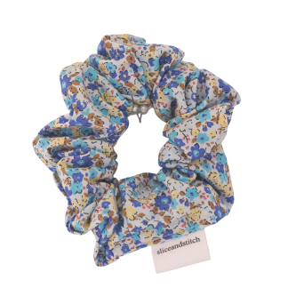 Blue Flower Scrunchie